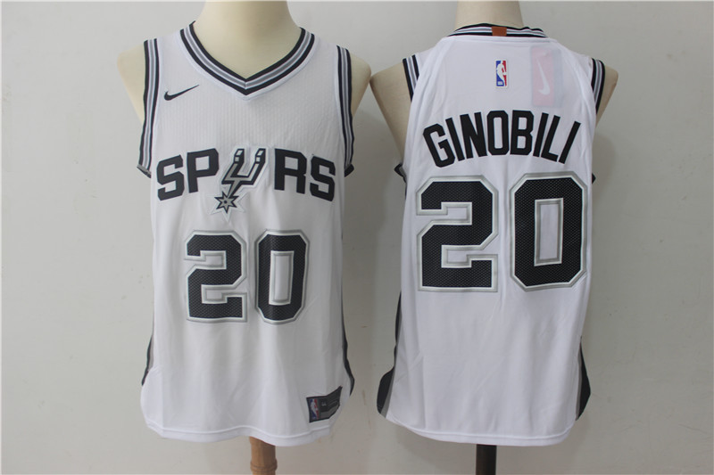 Men San Antonio Spurs 20 Ginobili White NBA Jerseys